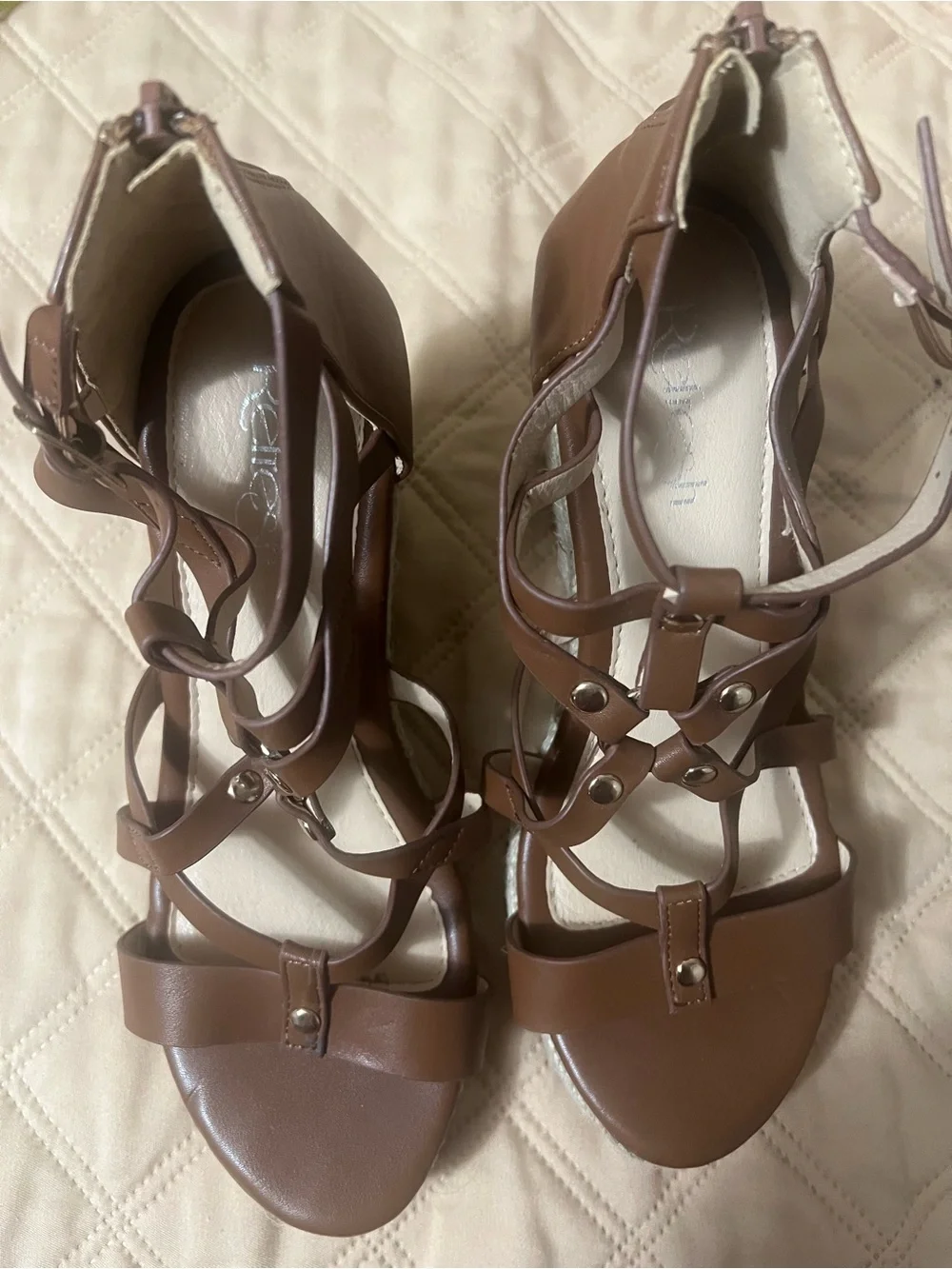 Refresh Emery Women’s Gladiator Brown Strappy Espadrille Wedge Sandals